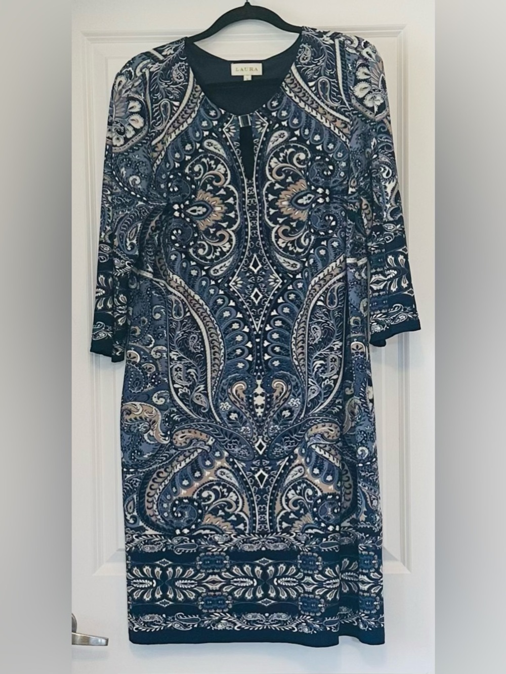 LAURA Navy Paisley Midi Dress